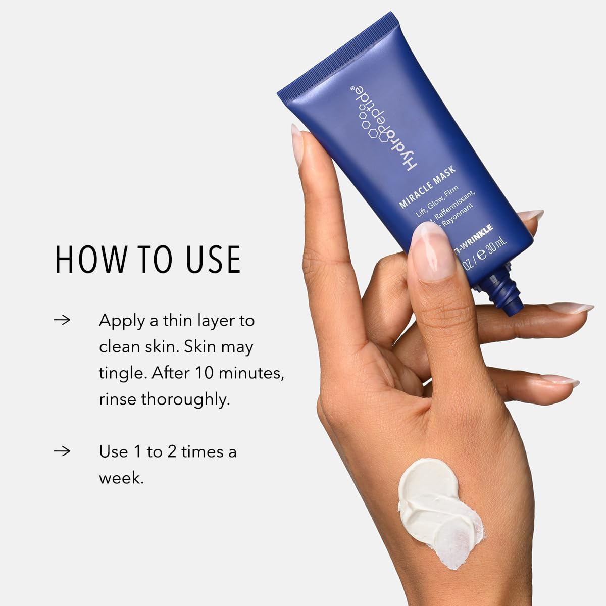 HydroPeptide Miracle Mask packaging highlighting clean, peptide-powered care