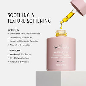 HydroPeptide Moisture Reset ingredients close-up highlighting antioxidant oils for nourishment.