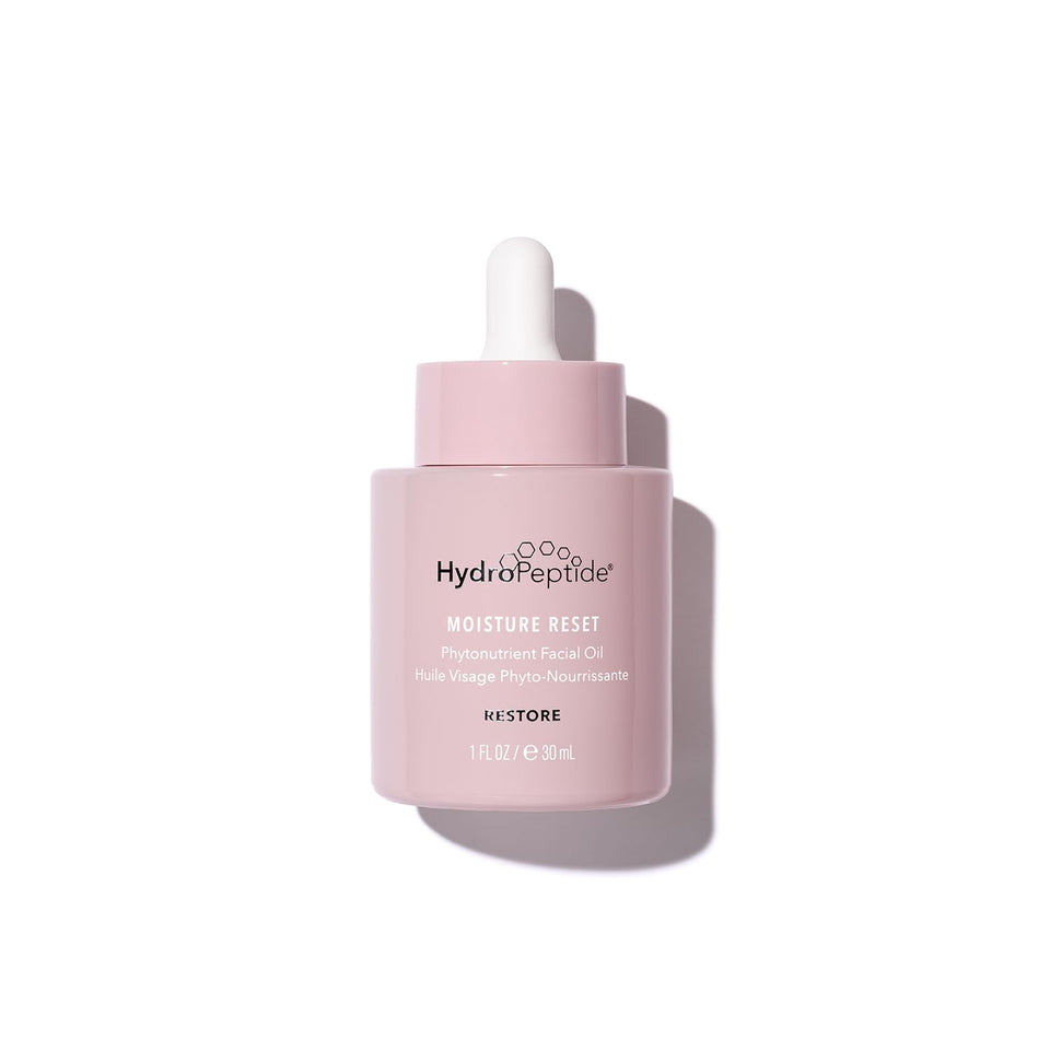 HydroPeptide Moisture Reset oil bottle with dropper for deeper hydration and barrier support.