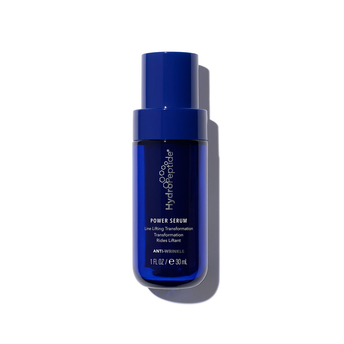 HydroPeptide Power Serum bottle closeup highlights anti-aging benefits for smoother skin