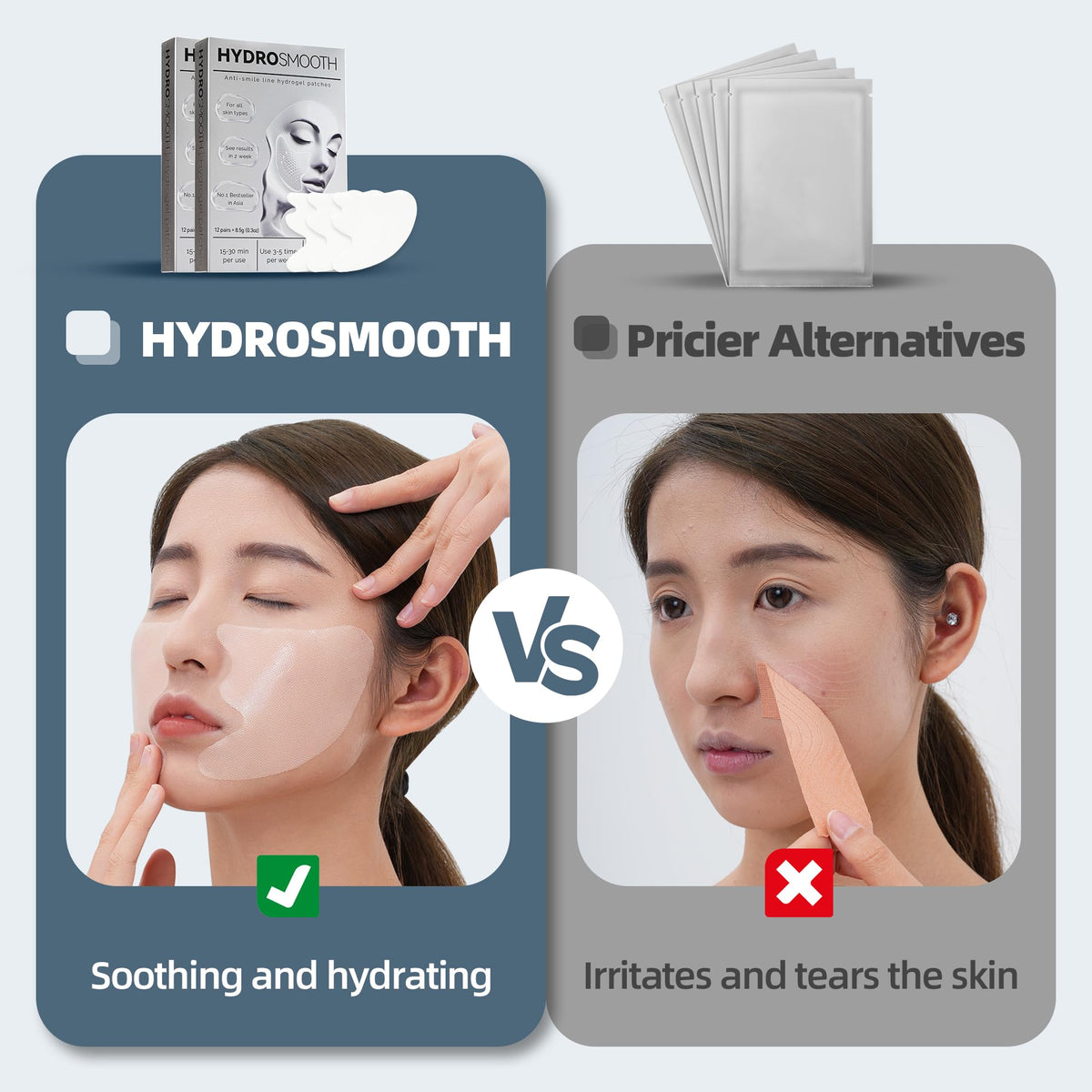 HYDROSMOOTH Peptide Ingredients Closeup — highlights Vitamin B3, HA, and peptides for nourishing care.
