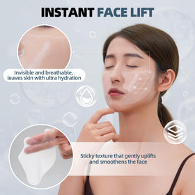 HYDROSMOOTH Smile Line Patches Closeup — visible contouring to smooth smile lines.