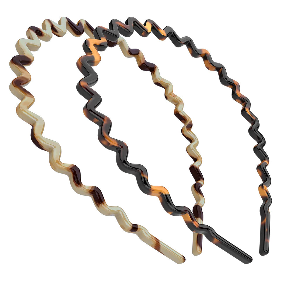 HYFEEL Wavy Headbands tortoise shell close-up, showcasing durable, stylish design for everyday wear.