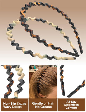 HYFEEL Wavy Headbands worn on head, non-slip grip for active daily routines.
