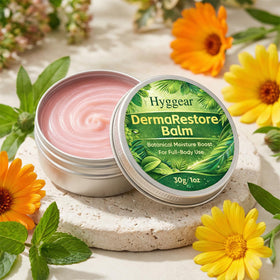 HYGGEAR Miracle Balm on arms and neck for everyday care and hydration.