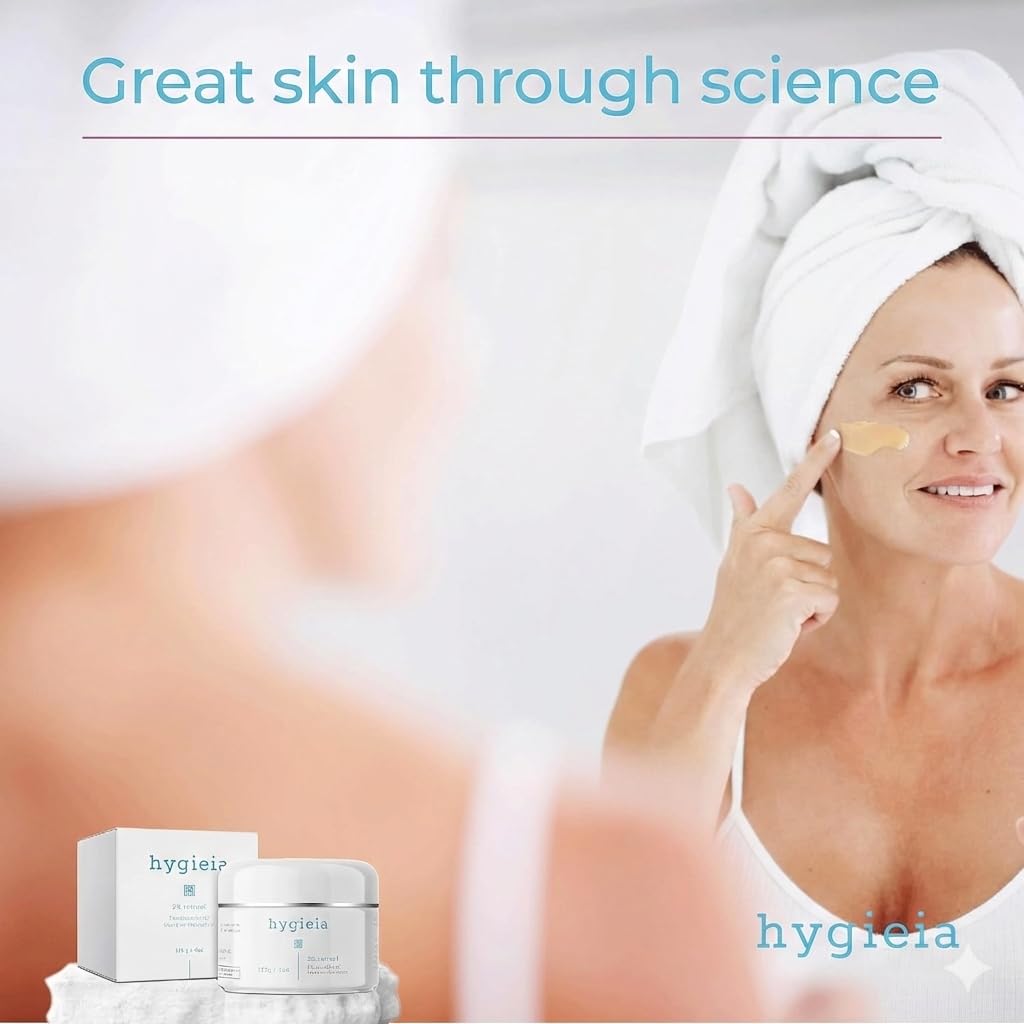 Hygieia+ retinol cream on neck and décolletage area for even tone