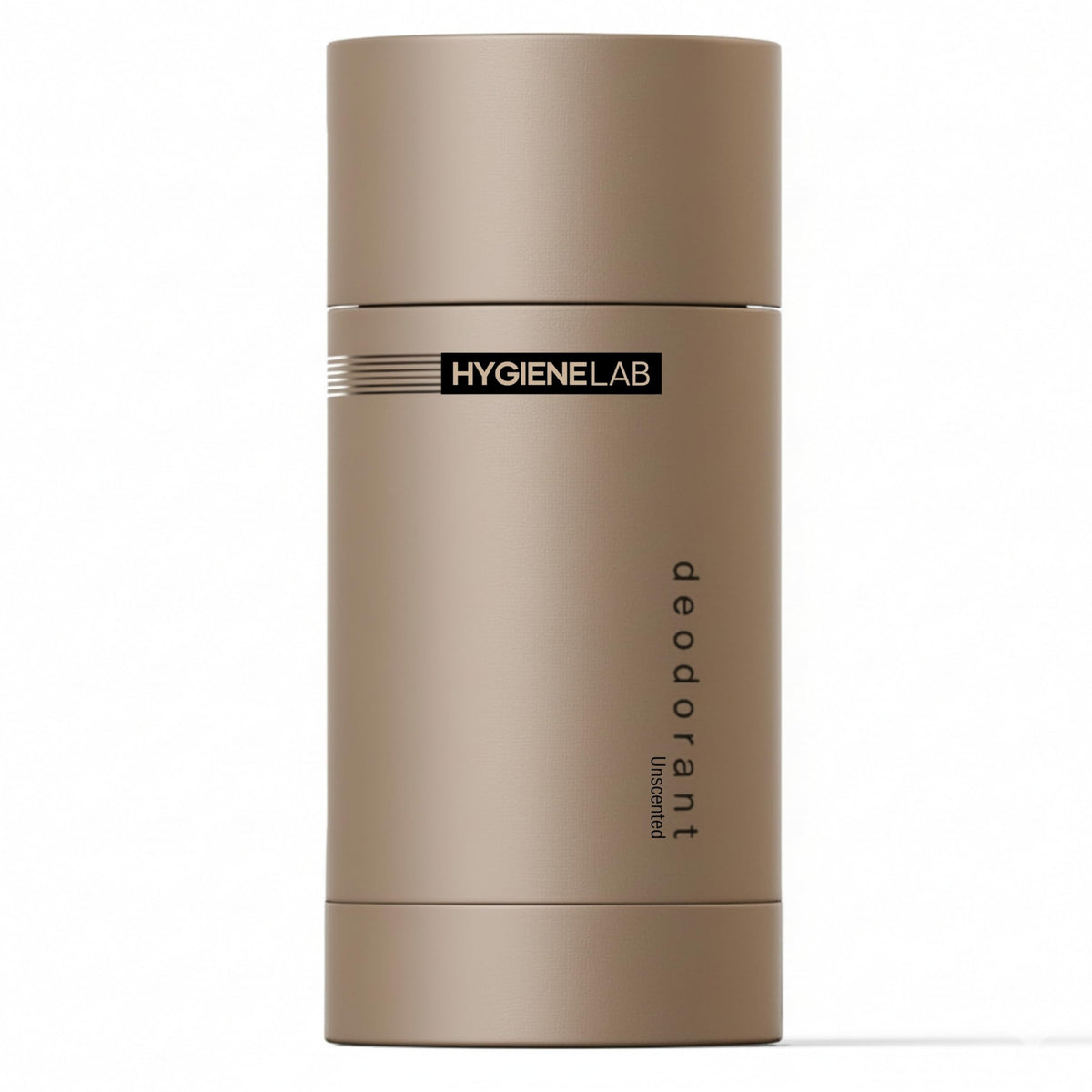HygieneLab fragrance-free deodorant bottle demonstrates fragrance-free protection for sensitive skin.