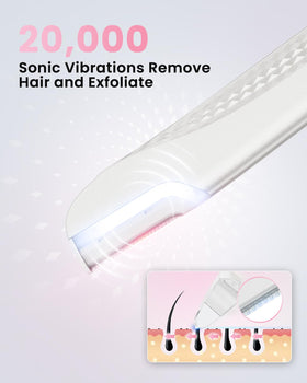 Hyhail Dermaplane Razor with LED light illuminating skin for precise peach fuzz removal