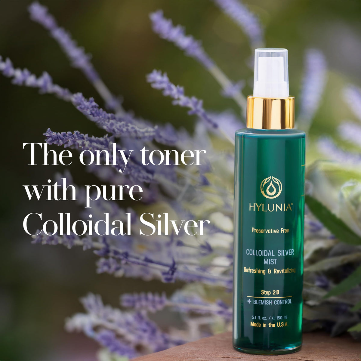 Hylunia lavender-infused toner bottle with calming aroma.