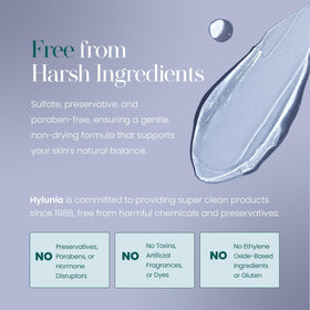 Hylunia cleansing gel removes makeup while maintaining balanced hydration.