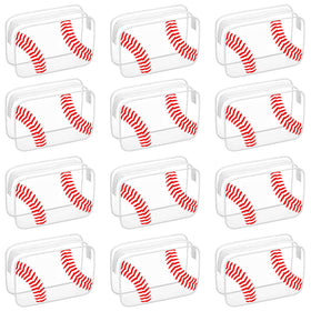 HYMENEX baseball makeup bag front view with clear PVC and sporty design, ideal for cosmetics.
