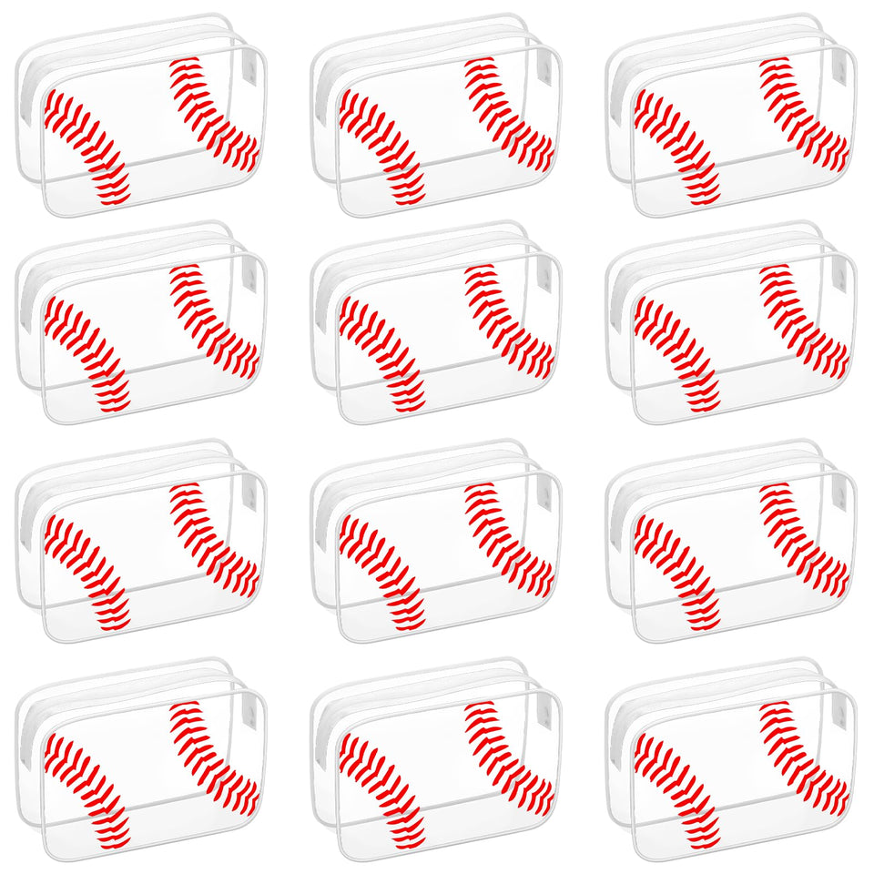 HYMENEX baseball makeup bag front view with clear PVC and sporty design, ideal for cosmetics.