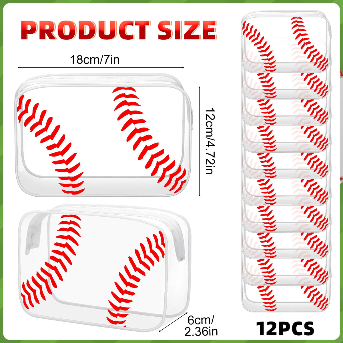 HYMENEX baseball makeup bag side view highlighting portable size for travel.