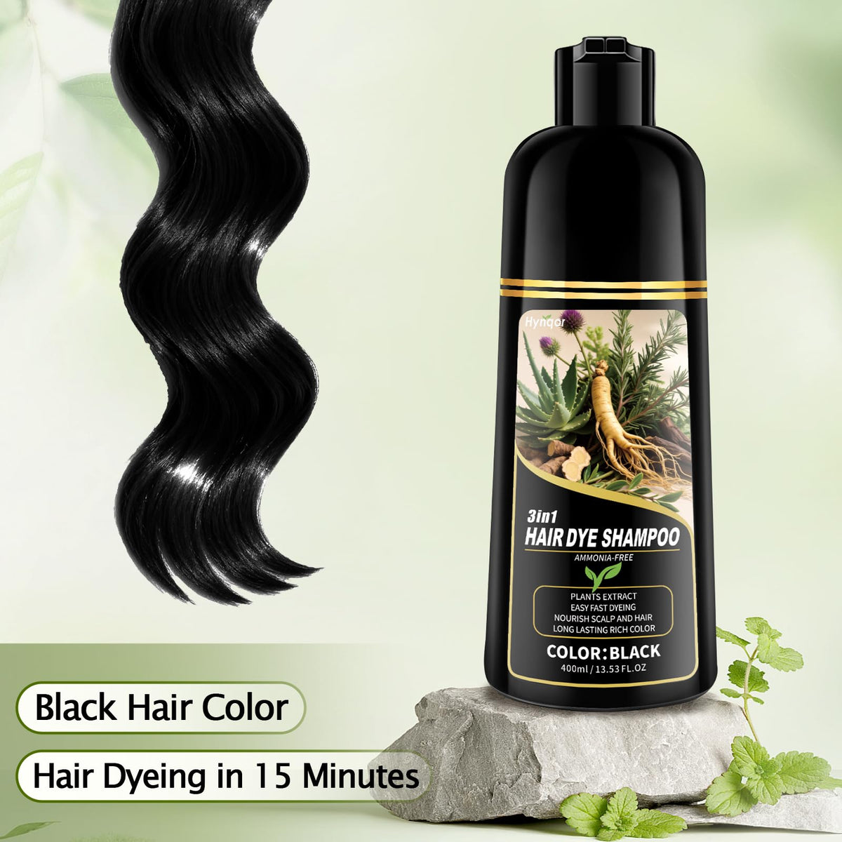 Hynqor gray hair coverage application shows even color across strands