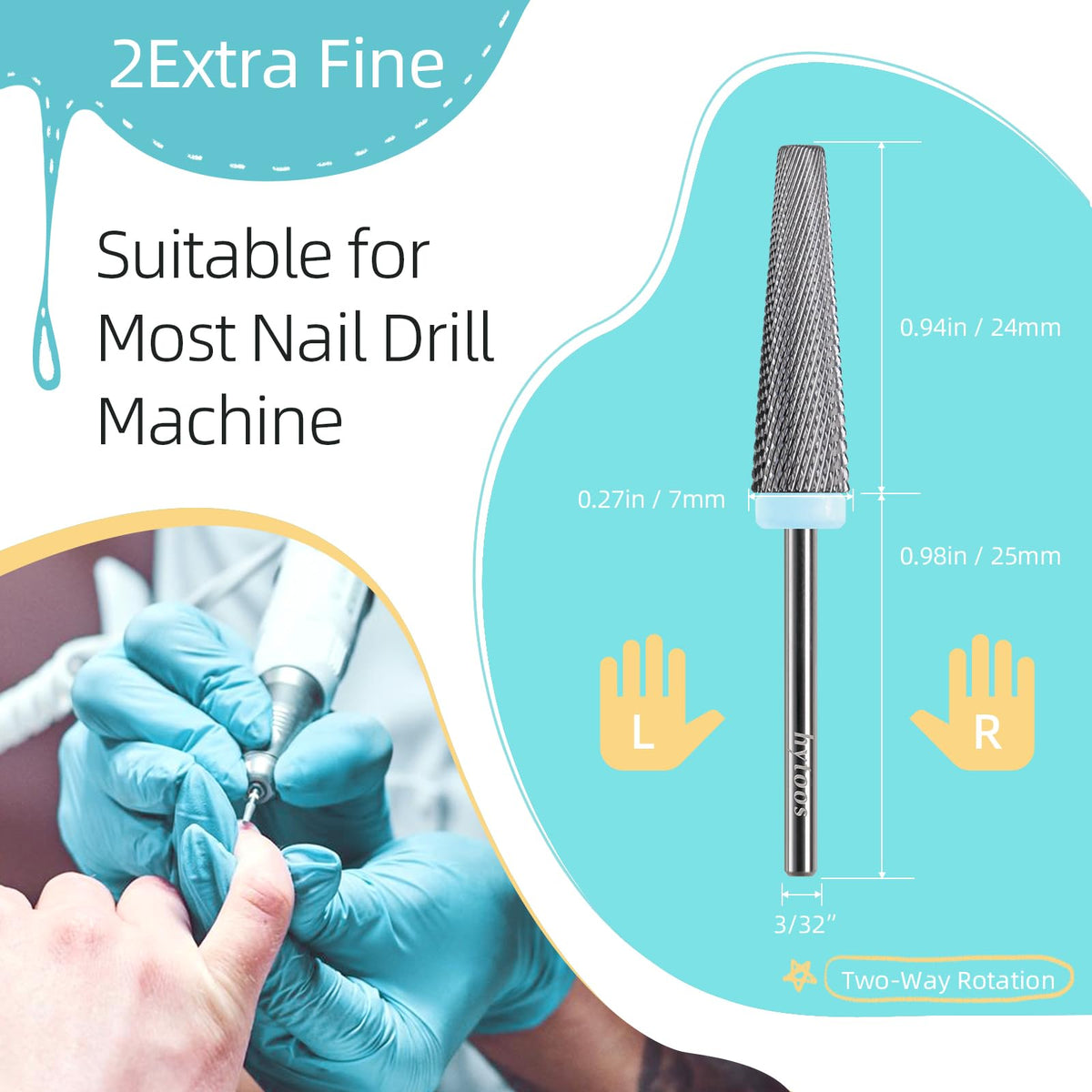 HYTOOS gel nail removal bit ideal for efficient gel lift and smoothing.