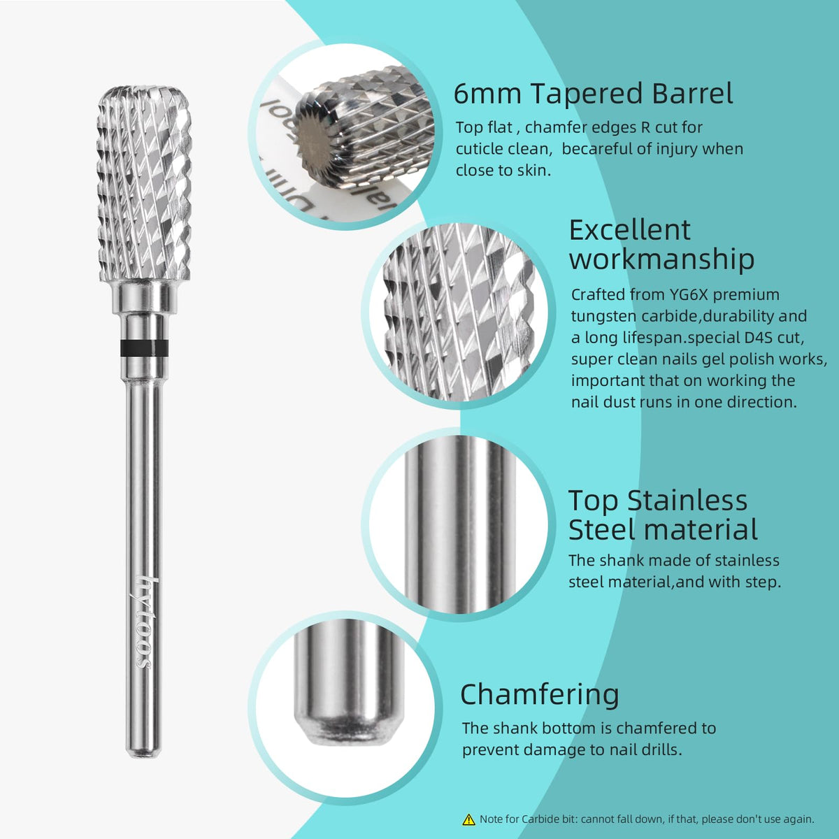 Hytoos 13mm barrel nail bit designed for precise shaping and gel removal