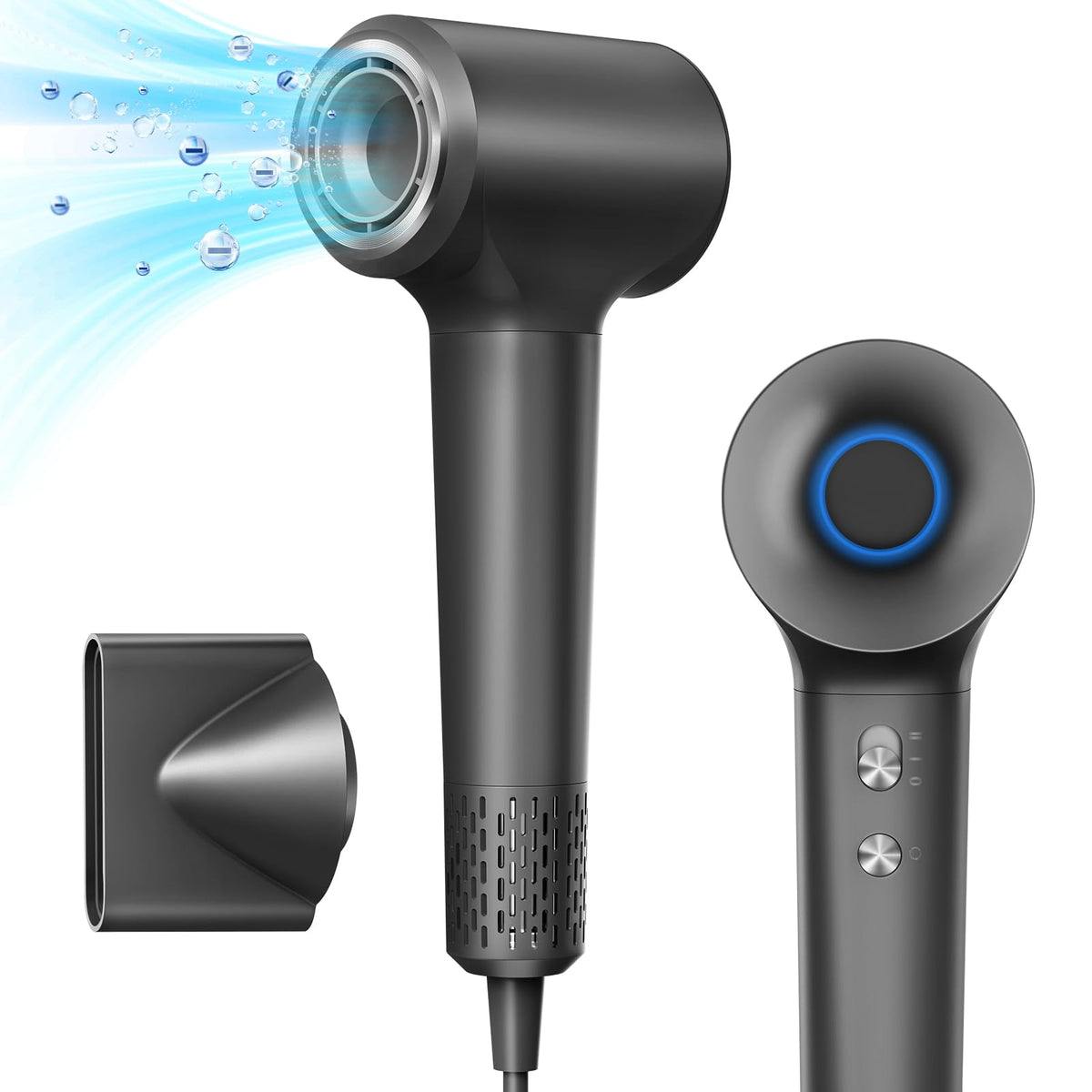 HZD hair dryer with ionic motor for fast, frizz-reducing drying.