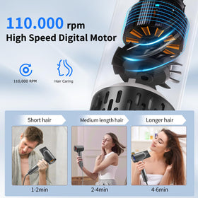 Lightweight HZD hair dryer ready for home or travel use.