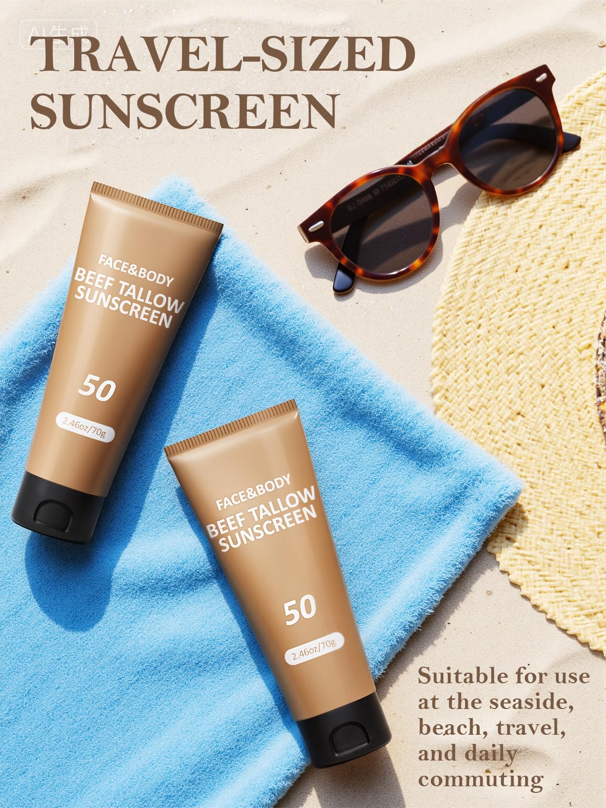 HZENPPOR Travel-ready sunscreen in a compact bottle for hiking and camping.