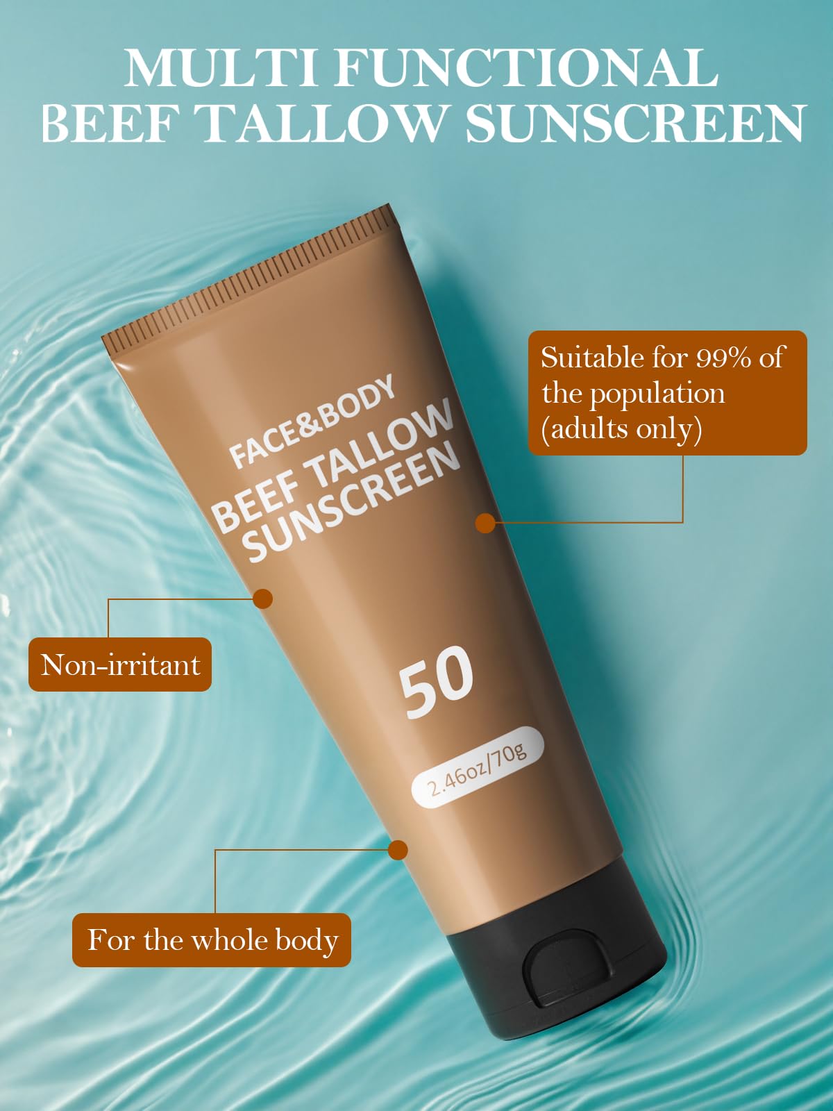 HZENPPOR Beef Tallow Sunscreen packaging close-up for travel convenience.