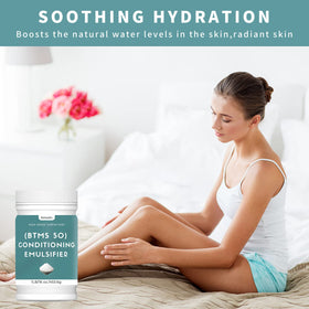 BTMS 50 being mixed into lotion to improve texture and stability