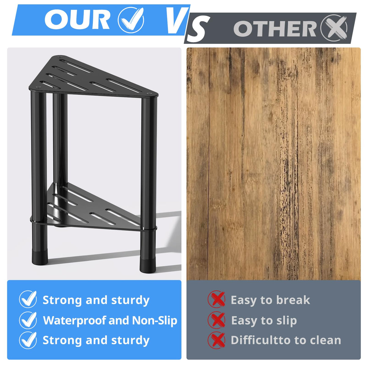 HzTinT anti-slip shower stool with thick legs for stability