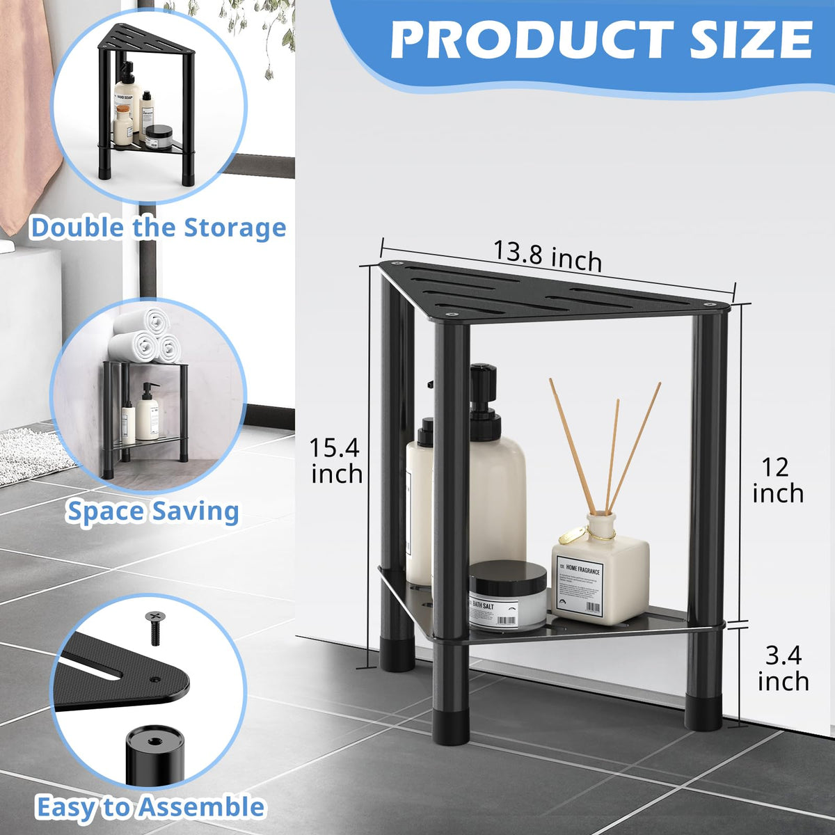 HzTinT multi purpose bathroom stool doubles as table or plant stand