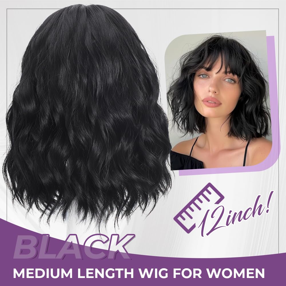 iaelev shoulder-length wig in dark color for comfortable wear and quick style changes