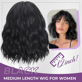 iaelev shoulder-length wig in dark color for comfortable wear and quick style changes
