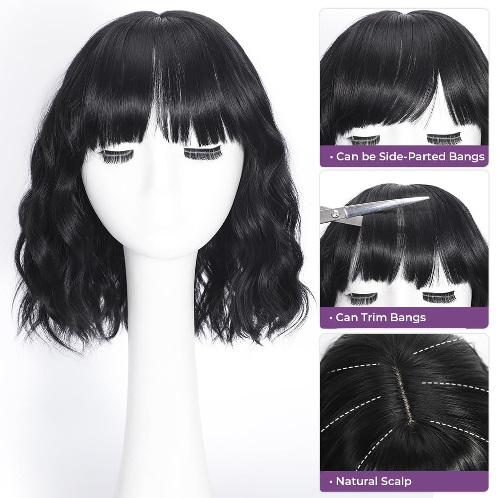 iaelev synthetic wig with soft bangs for casual or cosplay use