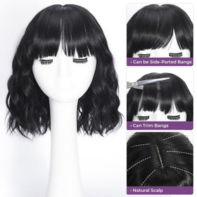 iaelev synthetic wig with soft bangs for casual or cosplay use
