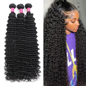 IAMFUPO deep-wave bundles 22-24-26 inch natural black for full, silky volume.