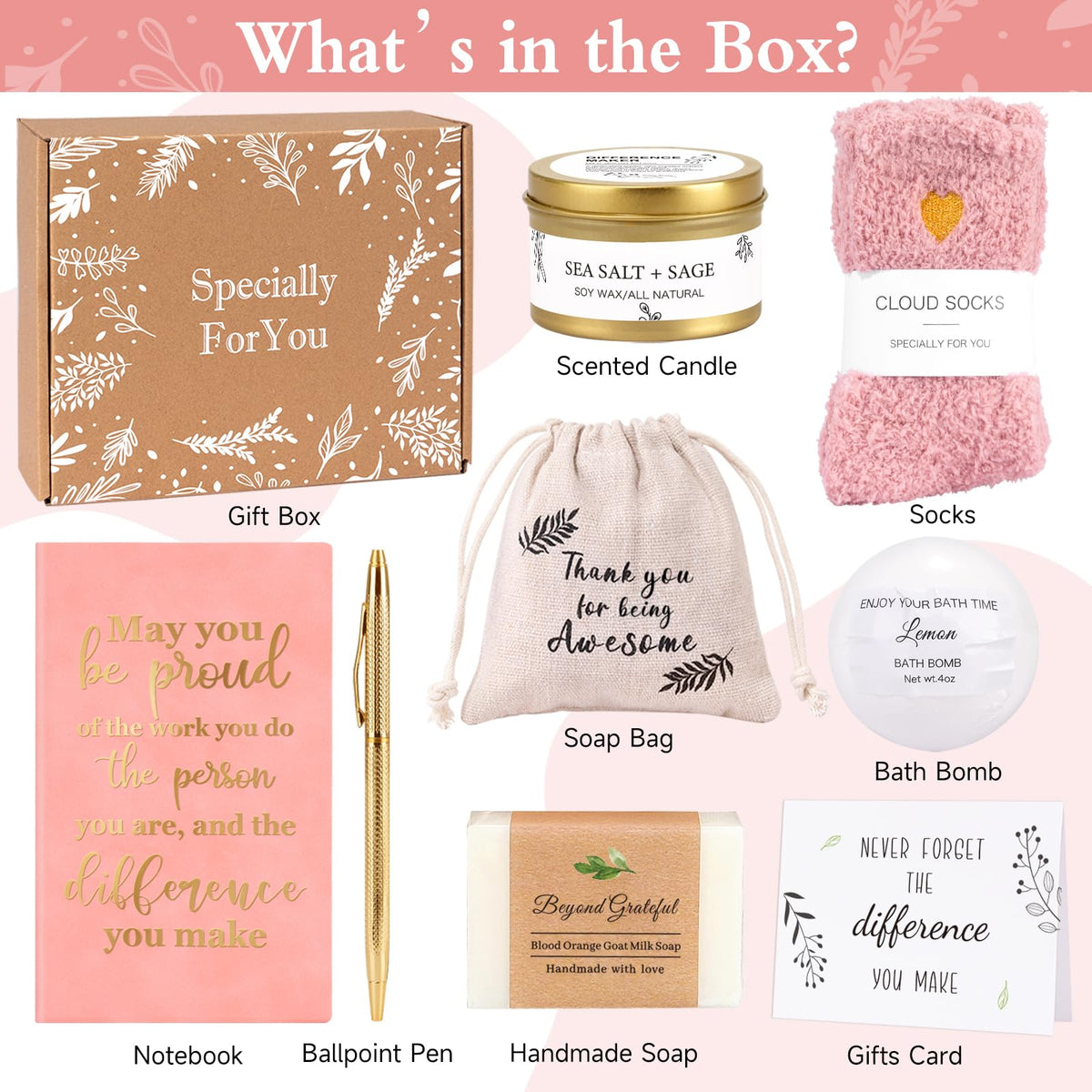 iaovueby sea salt and sage candle labeled Difference Maker for calming workspace moments.