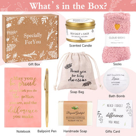 iaovueby sea salt and sage candle labeled Difference Maker for calming workspace moments.