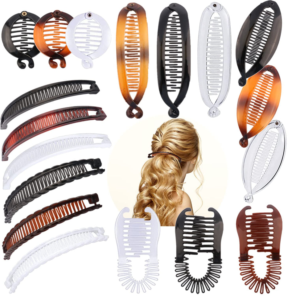 IAXSEE banana hair clips six-styles set securely hold thick hair.