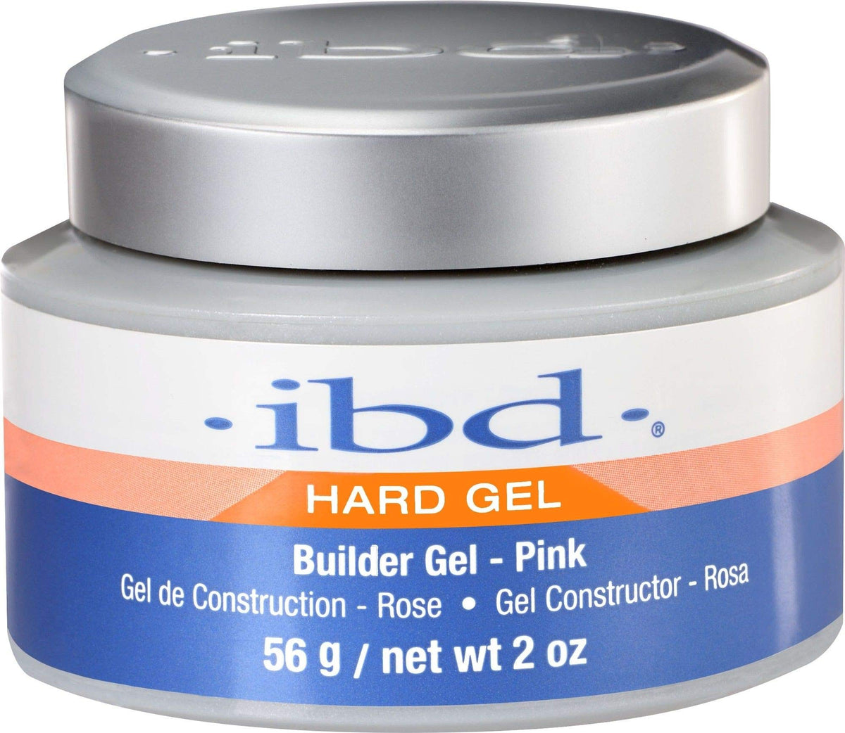 IBD pink hard gel builder overview showing natural finish and strength.