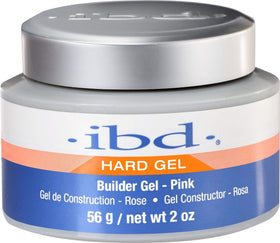 IBD pink hard gel builder overview showing natural finish and strength.