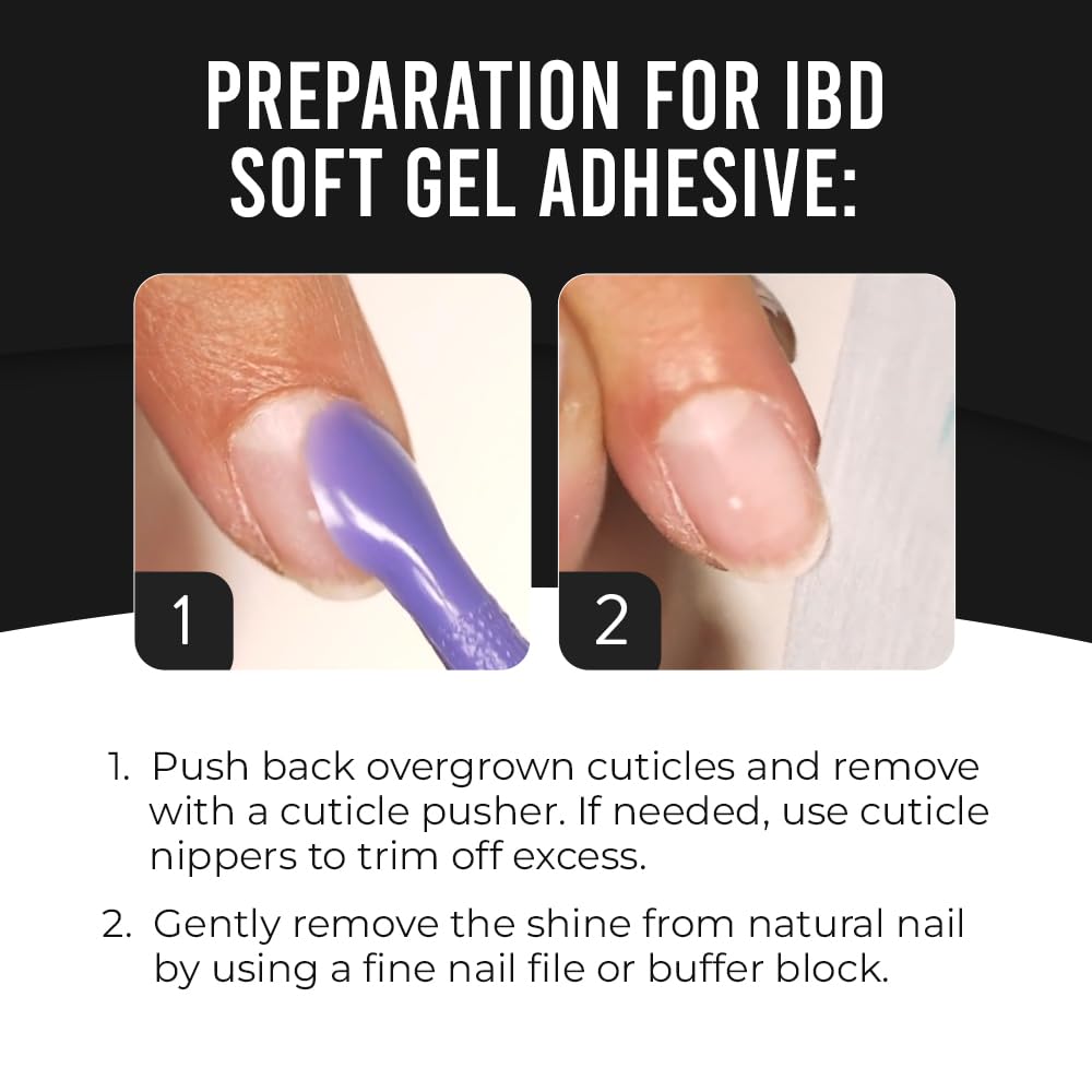 IBD Soft Gel Nail Adhesive flexible-bond supports durable wear without lifting.