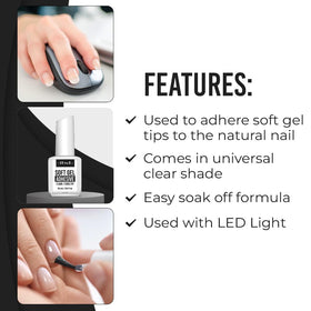 IBD Soft Gel Nail Adhesive uv-led-cure enables quick sets for home or salon use.