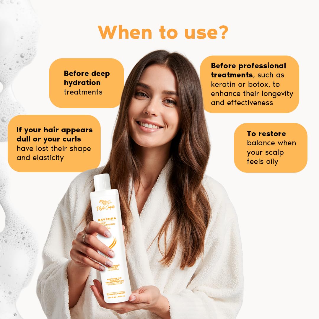I Belli Capelli Ravenna clarifying shampoo creates rich foam for deep scalp cleansing