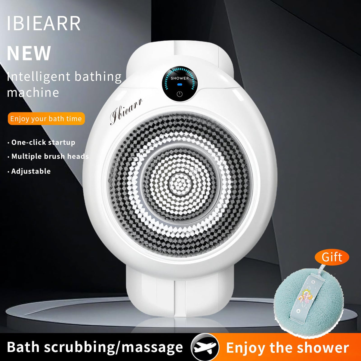 IBIEARR hands-free shower scrubber for convenient body cleaning
