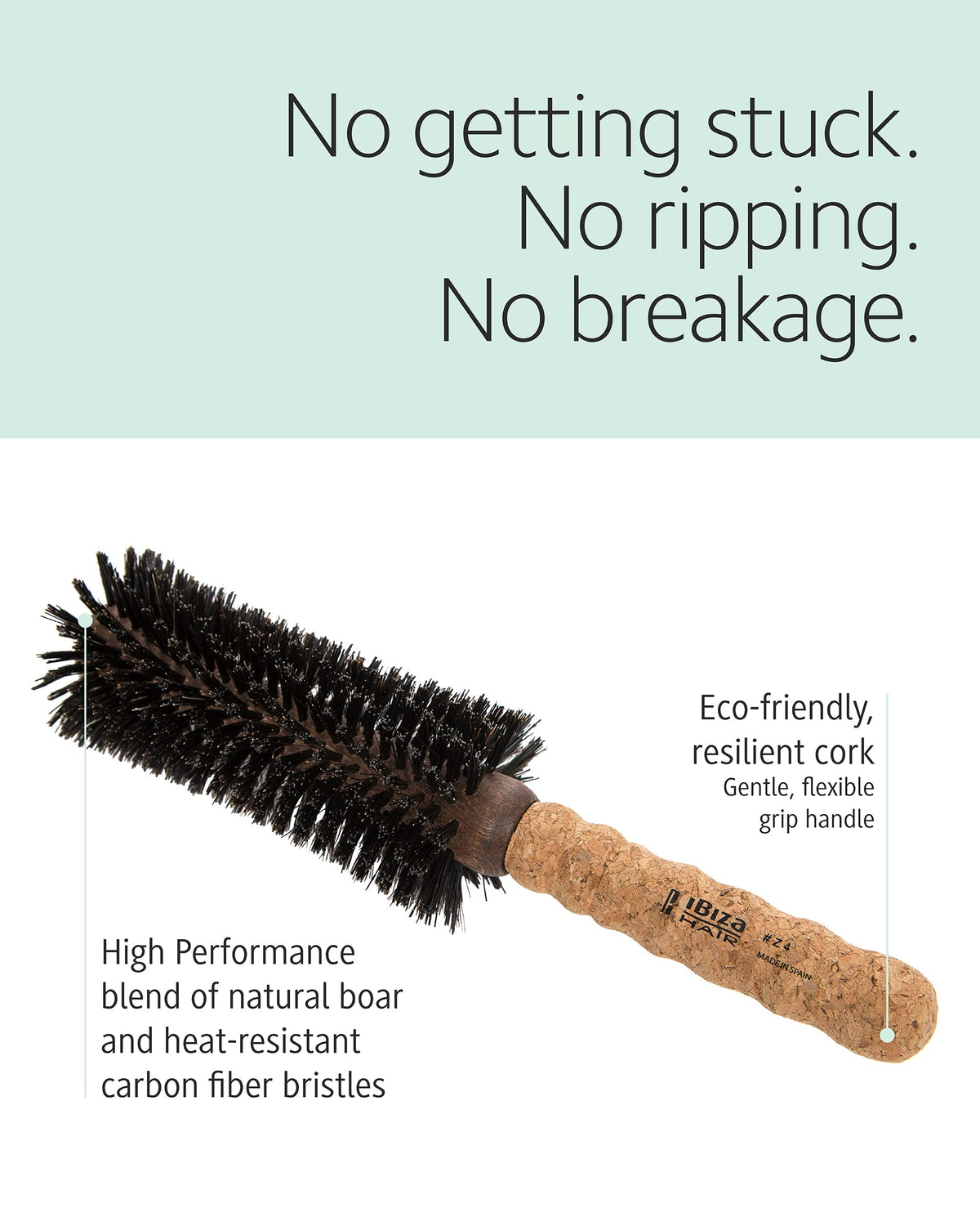 Ibiza Hair carbon fiber nylon bristles withstand heat for safe styling