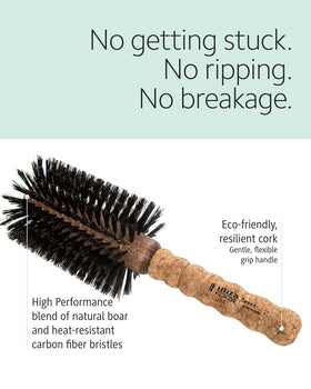 Ibiza Hair EX5-80mm bristles close-up show natural boar with carbon fiber for smoothness.