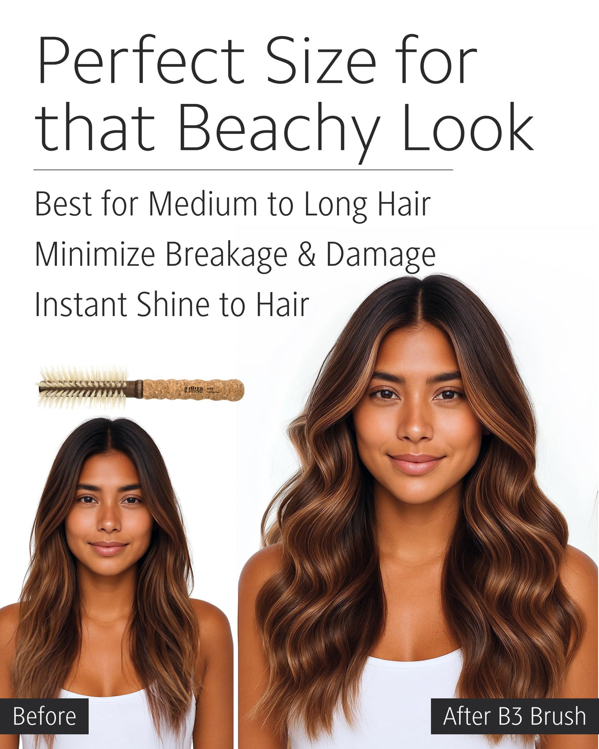 Ibiza Hair Gripslip technology reduces snagging while brushing.