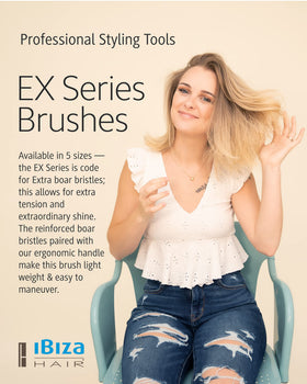 Ibiza Hair round brush close-up bristles deliver grip-slip glide for tension-free styling.