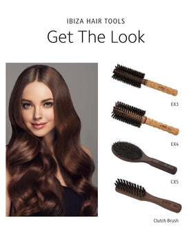 Ibiza Hair round brush used on long hair for large-section styling and volume.