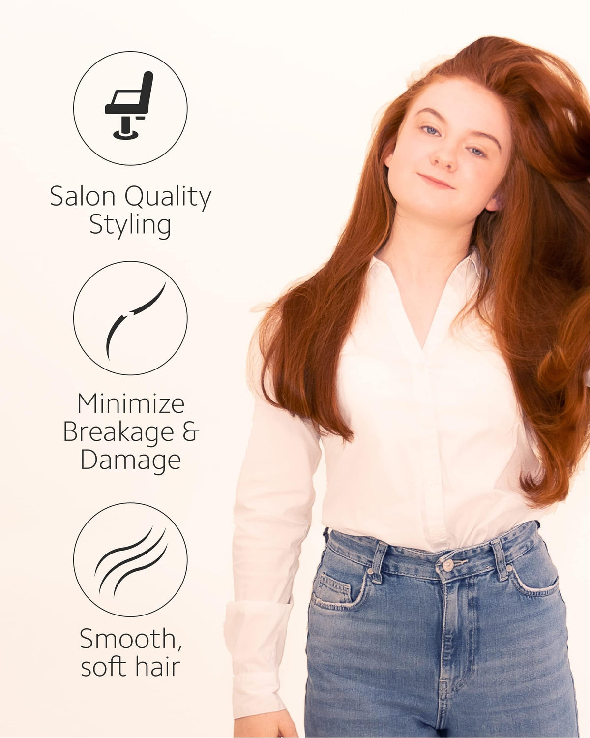 Ibiza Hair round brush texture and subtle shine on hair