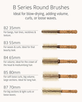 Ibiza Hair Color-safe bristles protect color-treated tresses during styling.