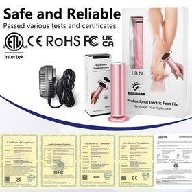I.B.N G electric foot file aluminum shell close-up highlighting durability.