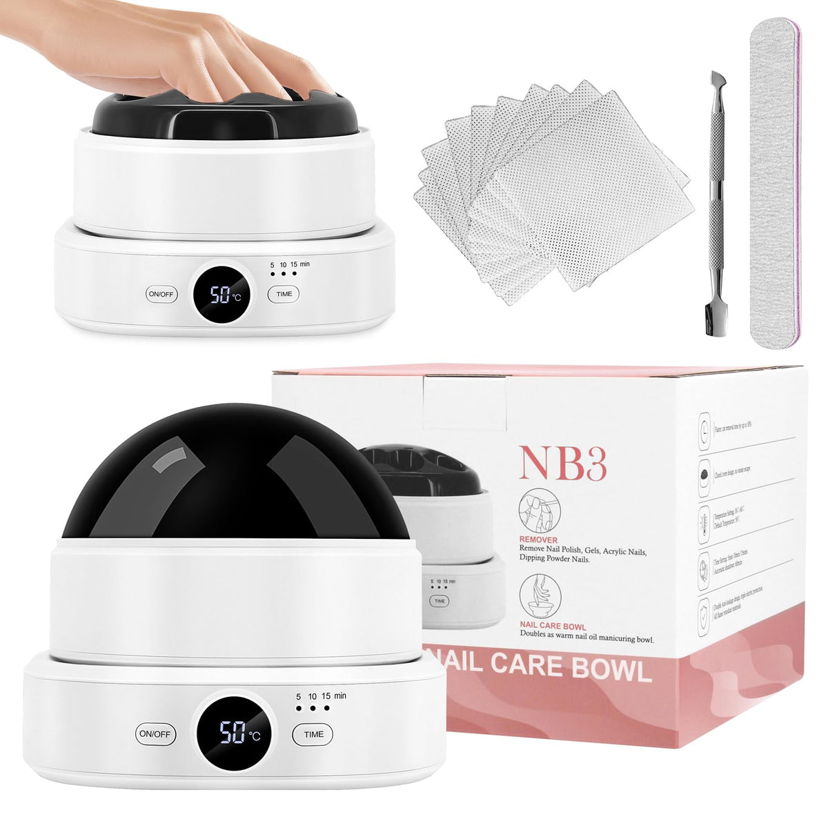 IBN G electric nail soaking bowl top view showing adjustable temperature for comfortable hand soaks.